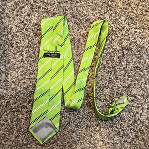 Guy Laroche Lime and Black Striped Silk Tie